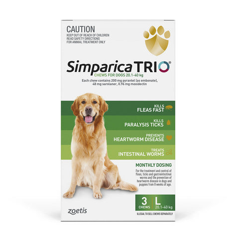 Simparica Trio Dog 20.1 - 40kg Green