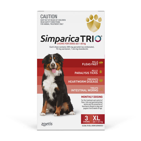 Simparica Trio Dog 40.1 - 60kg Red