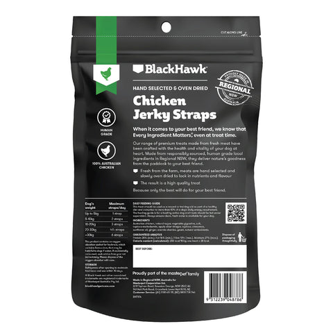 Black Hawk Chicken Jerky Straps Dog Treat 100g