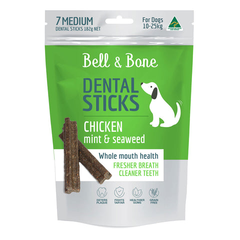 Bell & Bone Chicken, Mint & Seaweed Dental Dog Treats 7pc