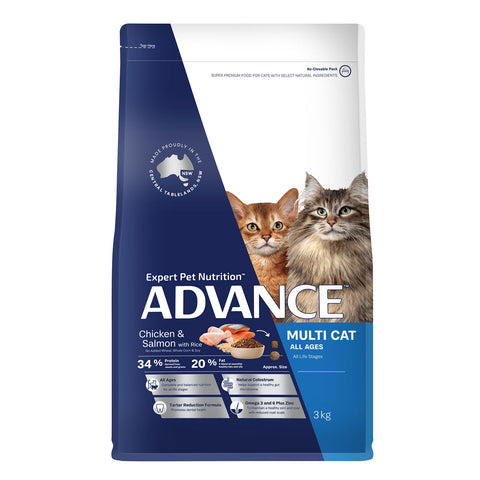 Advance Multi Cat Chicken, Salmon & Rice Adult Dry Cat Food