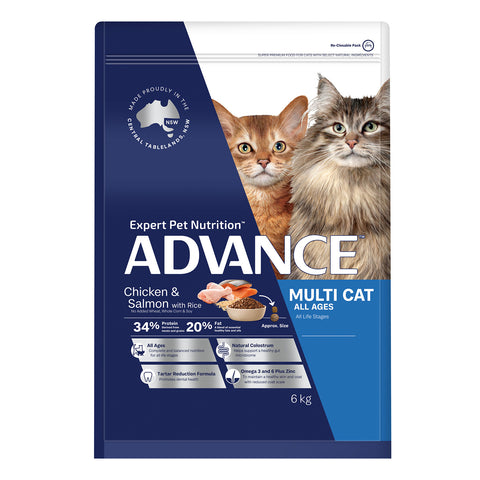 Advance Multi Cat Chicken, Salmon & Rice Adult Dry Cat Food