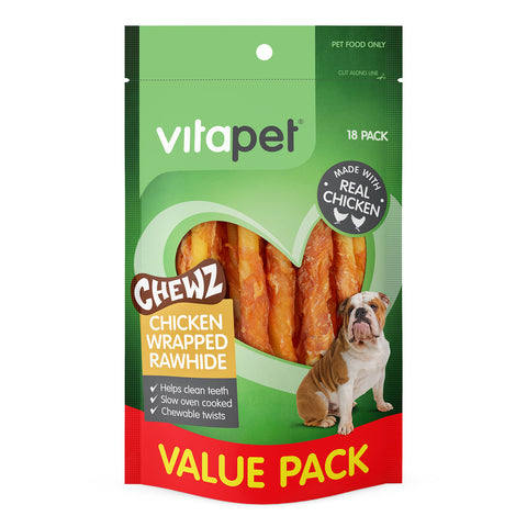 VitaPet Chewz Chicken Wrapped Rawhide Dog Treats 18pk