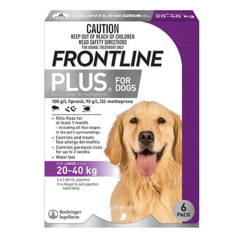 Frontline Plus Flea Treatment For Dogs 20-40kg Purple