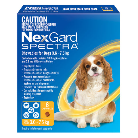 NexGard Spectra Dog 3.6-7.5kg Yellow